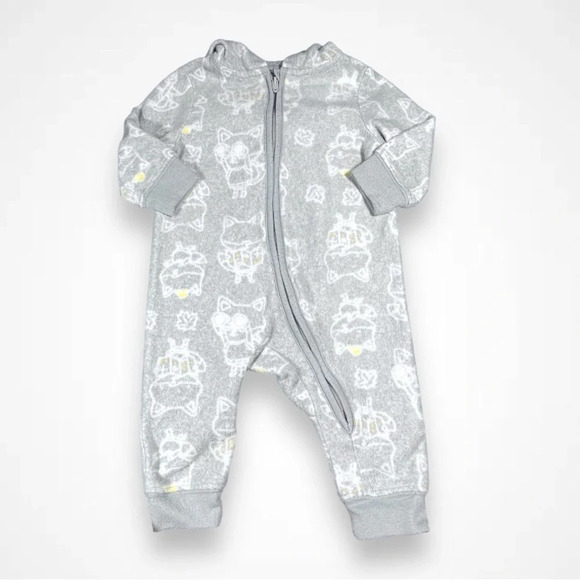 4/$20 Joe Fresh  Gray Fleece Hooded Sleeper - Picture 1 of 4